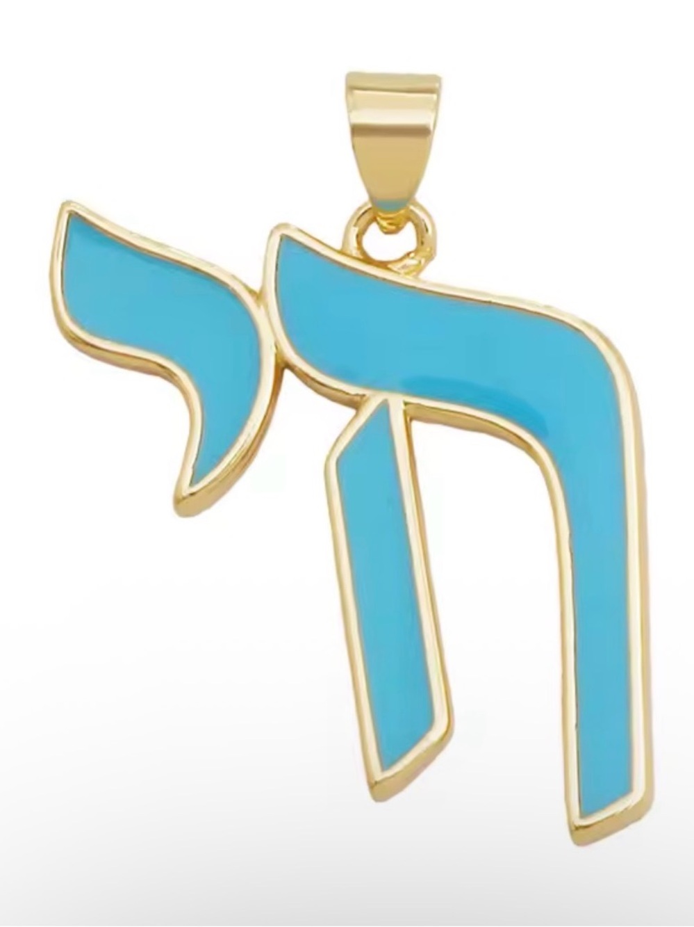 Gold-Plated Blue Enamel Chai Pendant Charm